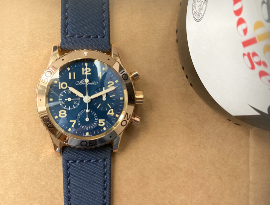 1999 Type XX 3800 Chronograph Tritium Aeronavale Pink Gold Blue Dial UNPOLISHED